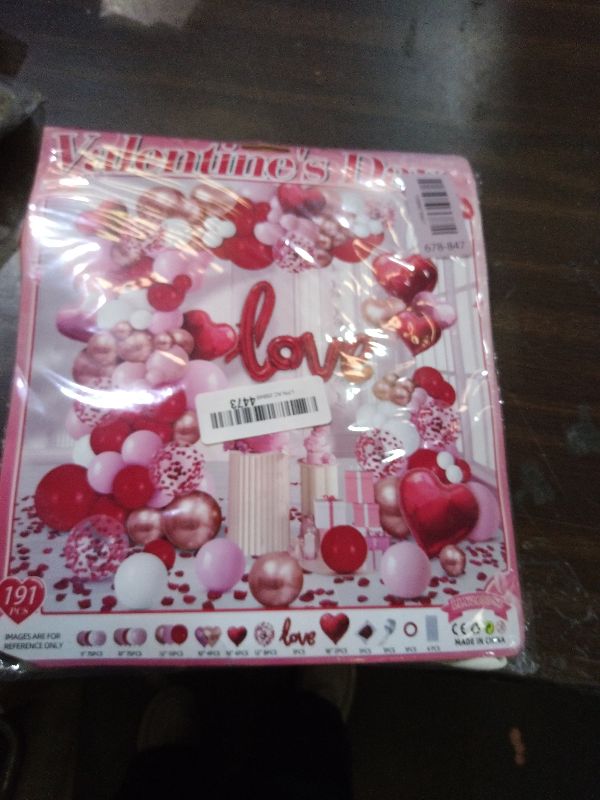 View 2 of 191 Pcs Valentine's Day Balloon Garland Arch Kit, Love Foil Letter Balloons Red Pink Rose Gold White Confetti Balloon Decor Heart Shaped Balloons Rose Petals Romantic Party Supplies for Galentines Day