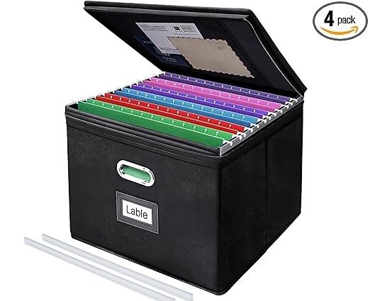 Photo 1 of **MSRP 12.50** 1 Pack File Organizer Boxes with Lids, Collapsible Document Storage Bin with Mesh Pockets & Zipper, Fits Letter/Legal Size Folders for Home Office Moving Classroom Organization (Black, No Folders)