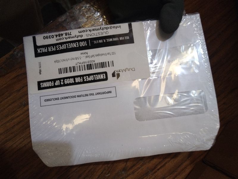 Photo 1 of 100 Tax 1099 Envelopes Self-Seal For 1099 MISC, 1099-R & DIV - INT, 1095, 1098, Double-Window Security tinded, For Quickbooks or Tax Software - 5 5/8 Inch x 9 Inch, 100 Envelopes