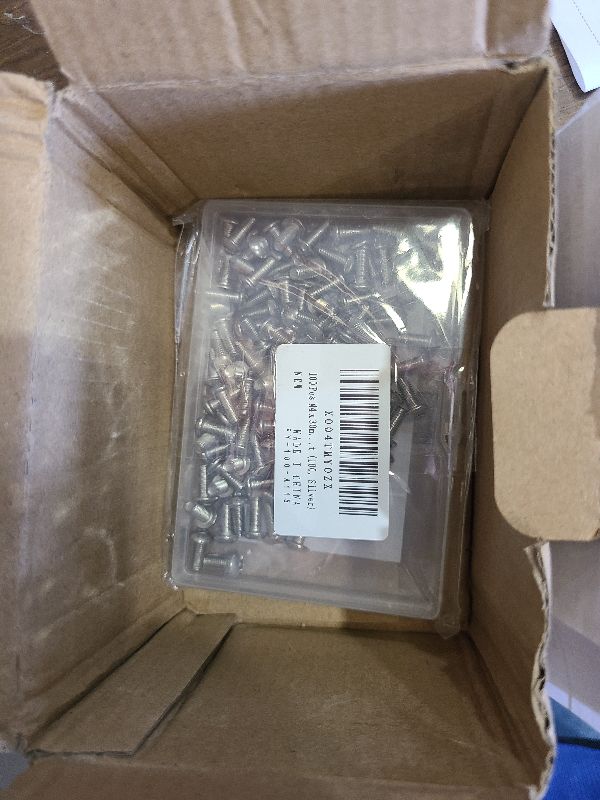 Photo 1 of 100Pcs M4x10mm Stainless Steel Flat Head Socket Cap Screws, Full Thread Allen Drive Countersunk Bolts, Bright Finish, Ideal for DIY & Home Repair