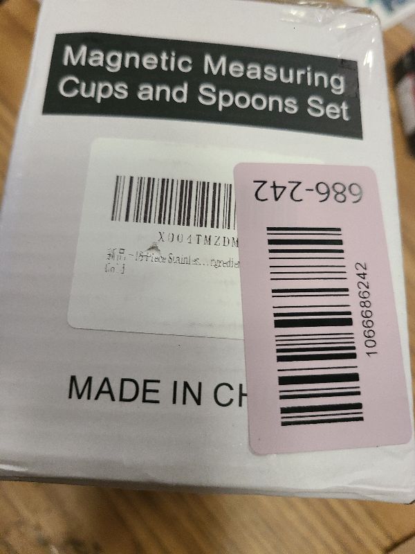 Photo 1 of 16-Piece Stainless Steel Measuring Cups and Spoons Set, Strong Magnetic Nesting Design 7 Cups 8 Spoons with Leveler, Double Measurement Markings for Dry & Liquid Ingredients, Pink & Gold