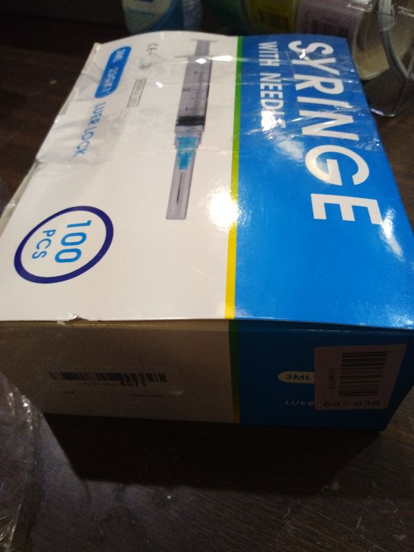 Photo 1 of 100 Pack 3ml Syringes with Needle-23Ga 1 Inch Needle with Luer Lock, Individually Sealed Packaging