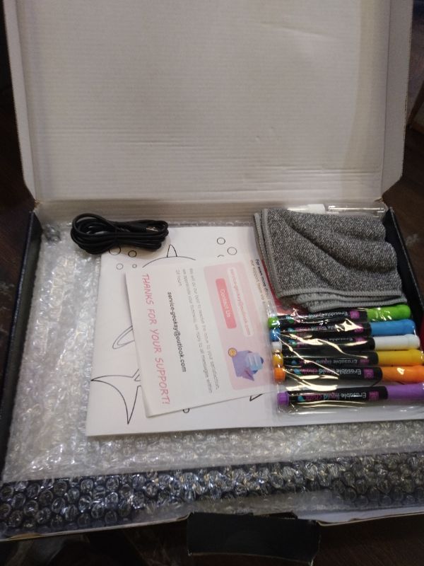 Photo 1 of 16-Inch Rechargeable LED Drawing Board, 9-Color Light Modes, Neon Art Dry Erase Light Up Doodle Glow Pad with Built-in Stand, Sketching Gift Toy for Kids/Girls/Teens, 5 Markers & Tracing Book