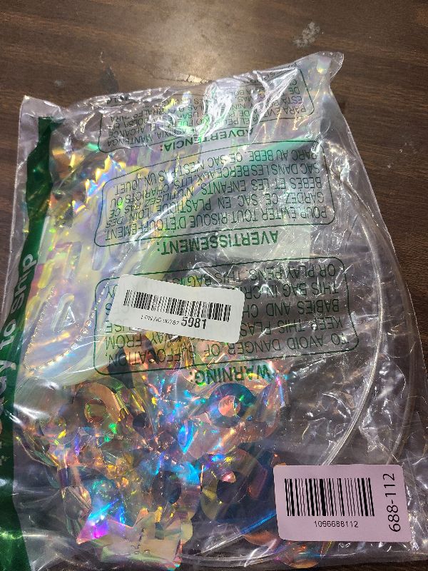 Photo 1 of 1pcs 30 Inch Iridescent Chandelier Shaped Foil Ceiling Hanging Ornament Clear Foil Decorative Folding Rainbow Shine Party Ornaments for Bridal Shower Wedding Birthday Frozen Theme Decoration