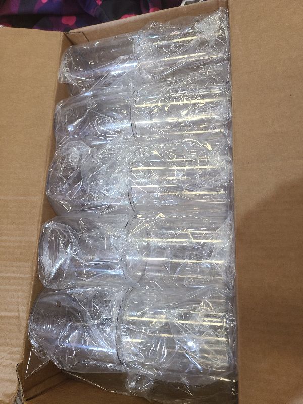 Photo 1 of 20 Pcs Plastic Cylinder Vase 4 Inch Acrylic Cylinder Vase Bulk Small Clear Flower Container Hurricane Candle Holder Round Wide Container Centerpiece for Home Office Wedding Decorations