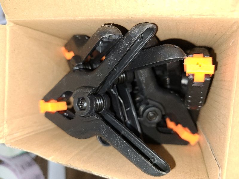 Photo 1 of 12 Pack Plastic Spring Clamps, 3.5inch Small Heavy Duty Clips for Crafts, Backdrop Stand, Woodworking, Photography Studios (Black)