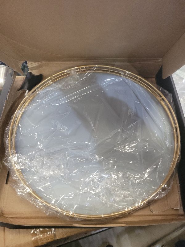 Photo 1 of 12" Wooden Lazy Susan Turntable for Cabinet – Roud Rotating Spice Rack Organizer, Gray Kitchen Countertop Tray for Dining Table & Pantry Storage ?Gray & Gold?