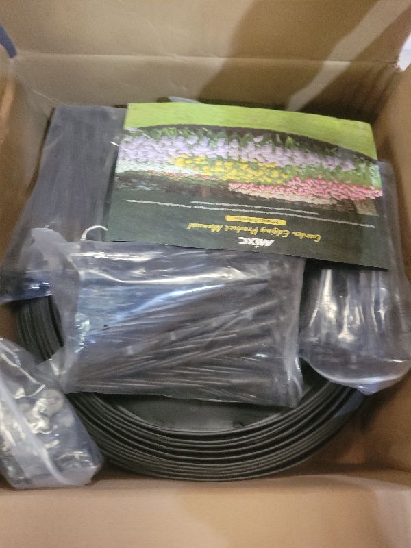 Photo 1 of 100ft,1.5in Tall Landscape Edging Kit with 150 Spikes, No-Dig Flexible Plastic Edge Border for Landscaping, Lawn, Garden, Flower Beds, Yard, Paver, Playground, Fence, Pathway, Black,3pack, 33ft Each