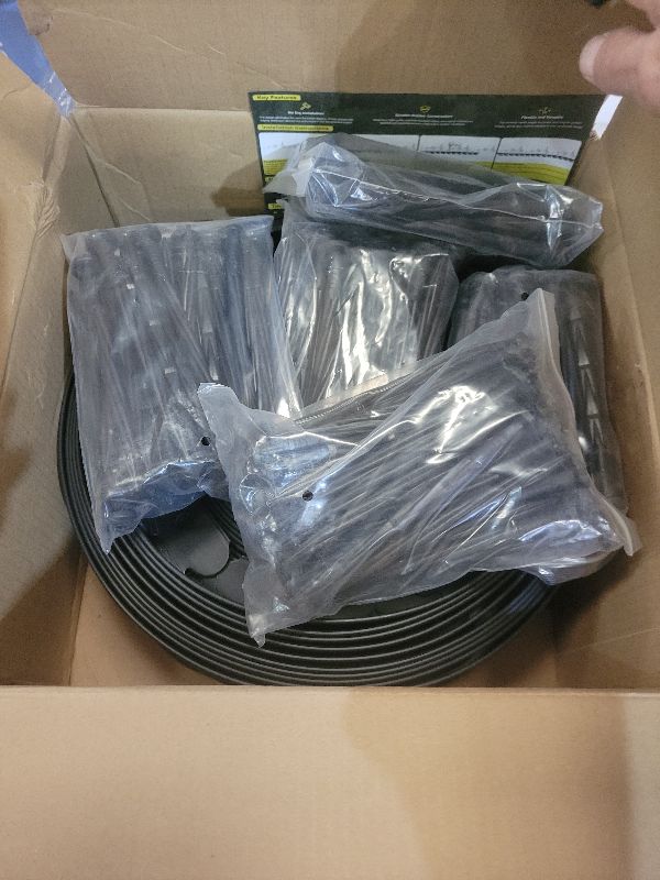 Photo 1 of 100ft,1.5in Tall Landscape Edging Kit with 150 Spikes, No-Dig Flexible Plastic Edge Border for Landscaping, Lawn, Garden, Flower Beds, Yard, Paver, Playground, Fence, Pathway, Black,3pack, 33ft Each