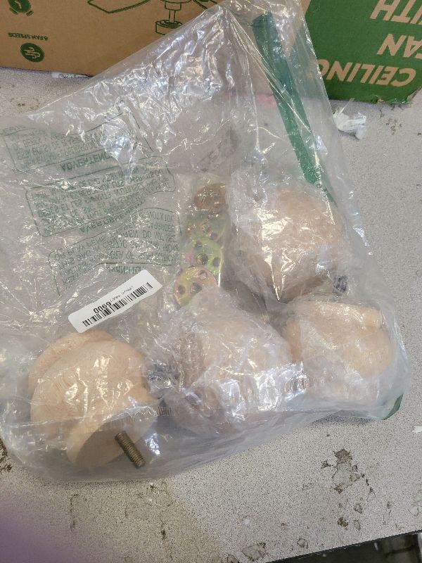 Photo 1 of 2 Inch Bun Feet for Furniture Unfinished Solid Hardwood Round Ottoman/Couch/Sofa Legs Set of 4 M8 Bolt Predrilled