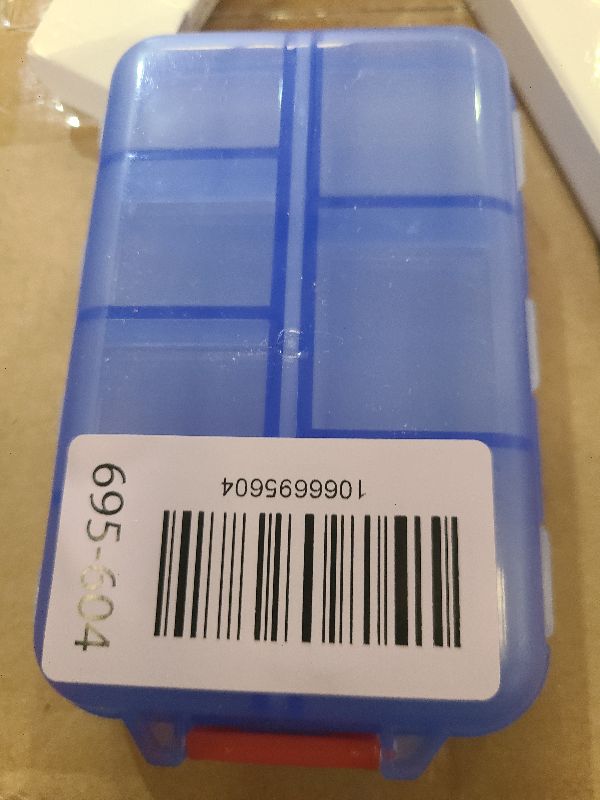 Photo 1 of 14 GRIDS Travel Pill Organizer Box with Labels - Travel Medicine Case Kit - Pocket Daily Pharmacy Container - Travel Medication Holder Dispenser for Fish Oil Vitamin Supplement Storage - Clear Blue