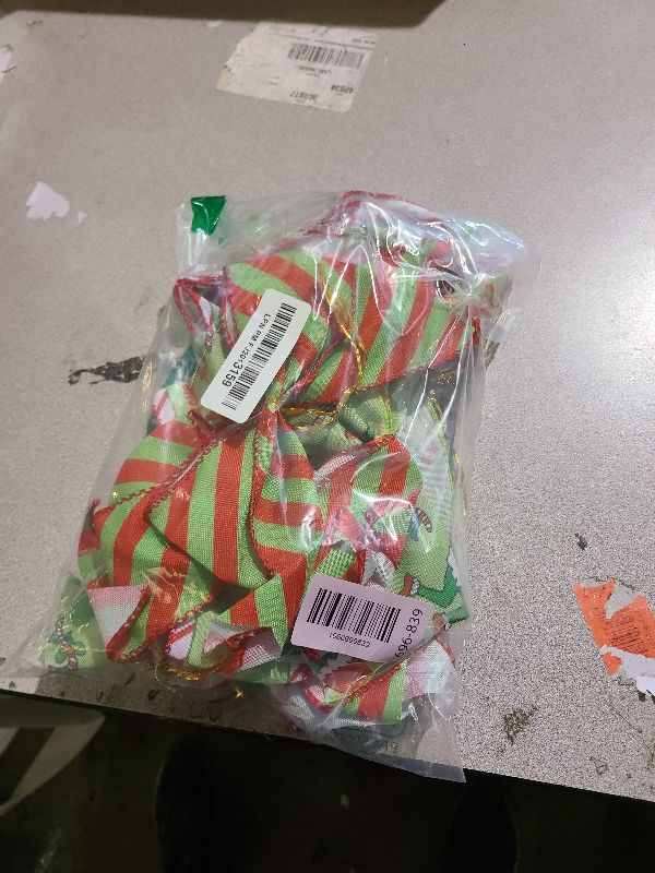 Photo 1 of 12 Pcs Red Green Christmas Bows, 6 Inch Large Christmas Tree Bows with Classic Glitter Xmas Tree Ornaments, Christmas Bows for Wreaths, Gift Wrapping, Garland, DIY Xmas, Holiday Party and Home Decor