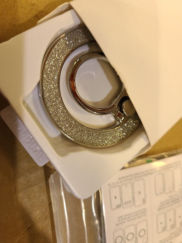Photo 1 of ?All Metal, Super Glitter? Magnetic Phone Ring Holder for Magsafe, Magnet Finger Ring Grip Stand Holder, Compatible with Mag Safe Accessories for Women iPhone 16 e,15,14,13,17 Pro/Max/Plus