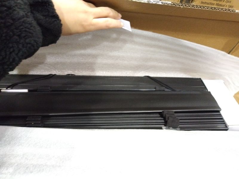 View 2 of 2" Slats Wood Blinds for Indoor Windows: Solid Wooden Blackout Blinds & Shades,Black Out Privacy Horizontal Blinds for Home Bedroom Bathroom Living Room Windows and Doors 22.5" WX48 H Black