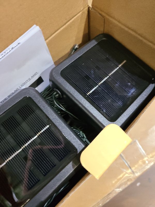 Photo 1 of 2 Pack 200 LED Solar String Lights for Outside, Solar Christmas Lights Outdoor Waterproof, Solar Outdoor String Light with 8 Lighting Modes for Xmas Tree Wedding Party Garden Decorations (Warm White)