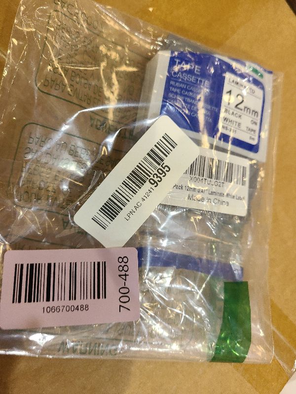 Photo 1 of 1-Pack 12mm 0.47" Laminated White Label Maker Tape Refill – Replacement for Brother P Touch Label Maker Tape TZe231 TZe-231 TZe, Compatible with Brother P-Touch Label Maker PT-D200 PT-2040 PT-1000