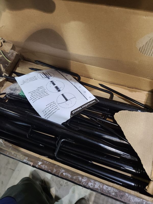 Photo 1 of 10Ft String Light Poles 4 Pack,Light Poles for Outside Lights,Outdoor with Fence Brackets Hanging Lights,Metal Stand Deck Patio Backyard