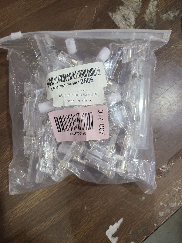 Photo 1 of 12 Pcs Clear Sign Holder Clips for Display, Rotatable Double Sided Clip, Plastic Price Rack Shelf Clips, Swivel Sign Clips for Sale Retail Display,Merchandising Pop Clips for Retail Rack, Baskets