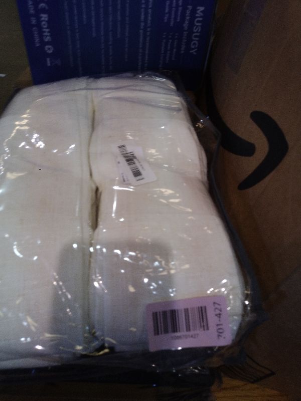 Photo 1 of 102 Inch Long Curtains Pinch Pleat Linen Curtains for Living Room Bedroom 2 Panels Natural Cream Light Filtering Privacy Neutral 102 Inch Pleated Drapes Hooks Rings Back Tab for Window Sliding Door