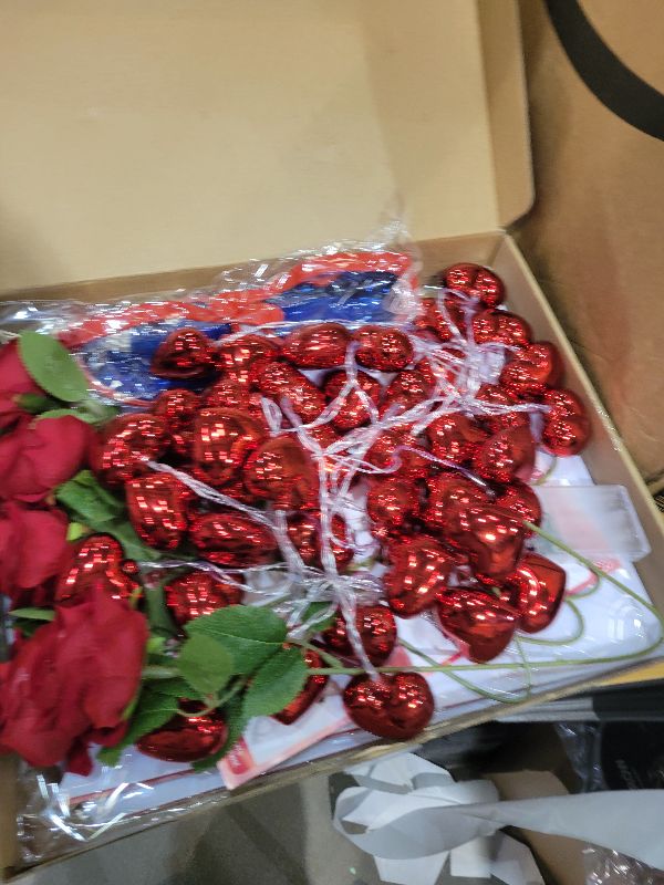 Photo 1 of 12FT Skeleton Valentine Outfit, Giant Skeleton Clothes Accessories with LED Heart Light String, Sunglasses, Roses & Heart Hanging Sign, Romantic Outdoor Lawn & Garden Display, Skull Not Included