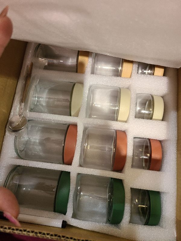 Photo 1 of 12Pack Overnight Oats Containers with Lids, 16oz, 8oz & 4oz Glass Jars with Airtight Lids, Wide mouth Mason Salad jars, Glass Food Storage Containers for Yogurt Chia Pudding Snacks Cereal & Spices