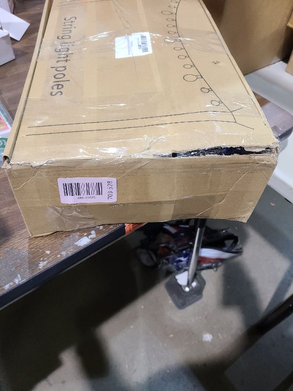 Photo 1 of 10Ft String Light Poles 4 Pack,Light Poles for Outside Lights,Outdoor with Fence Brackets Hanging Lights,Metal Stand Deck Patio Backyard