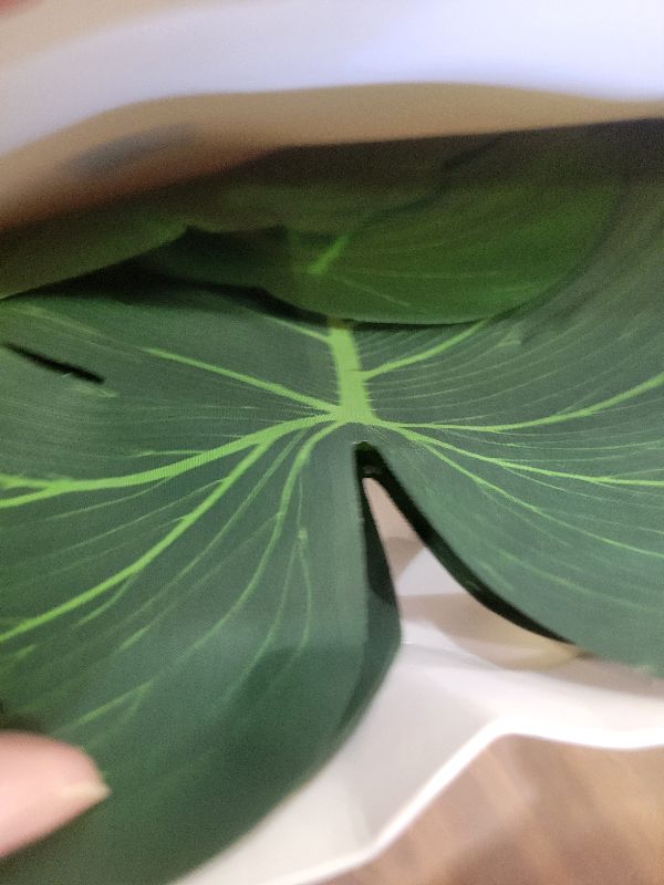 Photo 1 of 100Pcs Palm Leaves Artificial Tropical Monstera Plant Fake Leaves Safari Birthday Decorations,Jungle Theme Party Supplies,Faux Green Leaf for Hawaiian Luau Tiki Aloha Beach BBQ Table Decoration 3 Size