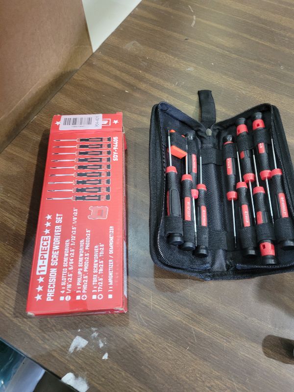 Photo 1 of 11-Piece Precision Screwdriver Set - Magnetic Mini Screwdrivers for Eyeglasses, Watches, Computers, Laptops, Phones - Phillips, Slotted, Torx, Non-Slip Handle, Portable Storage Bag Included