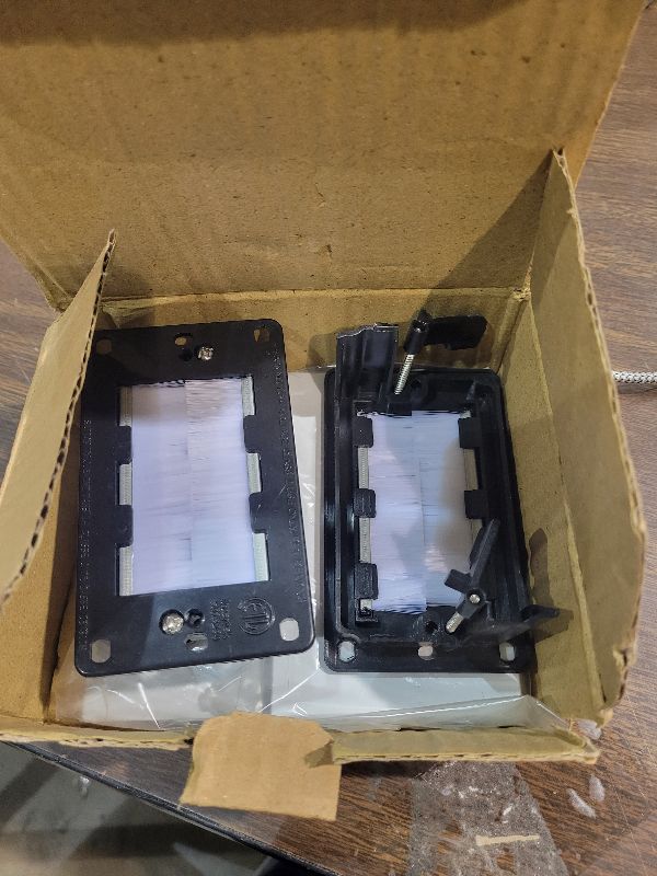 Photo 1 of 2 Pack Screw less Brush wall plate cable pass through with Brackets - In Wall Cable Management kit - Snap-on Single Gang Wall Cover Plate for Low Voltage Cables - TV Cord Hider for Wall Mounted TV