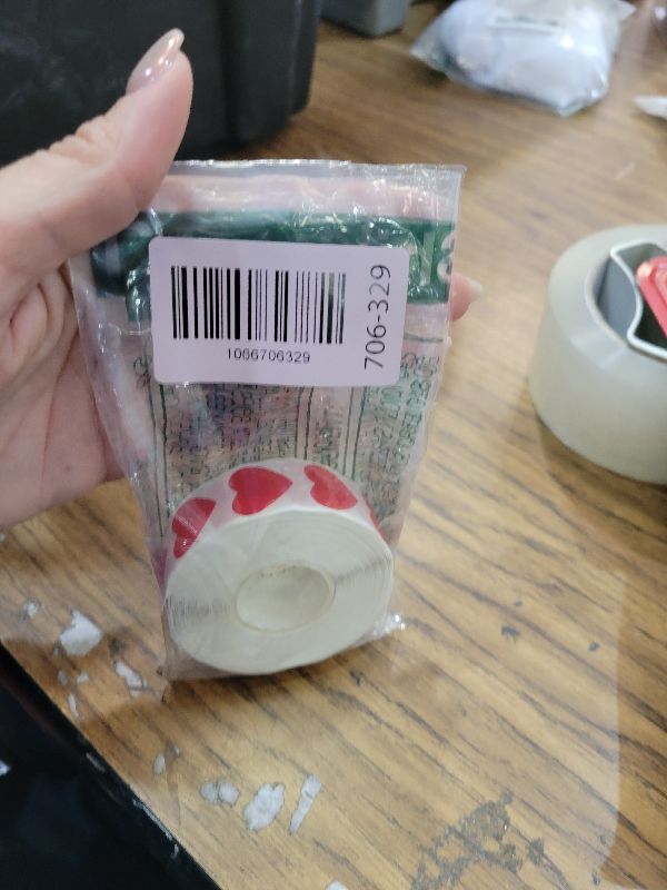 Photo 1 of 1200 PCS Red Heart Shaped Sticker Labels with Perforation Line in Roll, Use for Valentine's Day, Award Charts, Offices, Teachers & Classrooms, Bookmarks (3/4" in Diameter)