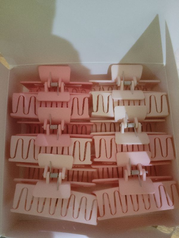 Photo 1 of 12 Pcs Pink Medium Hair Claw Clips for Women, 3.5 Inch Matte Square Jaw Clips, Strong Hold Non-Slip Hair Clips for Thick and Thin Hair