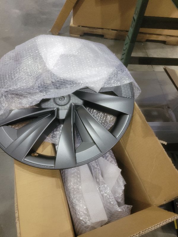 Photo 1 of 19 Inch Helix Style Wheel Covers Fits for Tesla Model Y Juniper 2025–2026, Upgrade Crossflow Hubcaps to 20’’ Look, Rim Cover Replacement, Fits OEM 19’’ Wheels – 4 Pack (Stealth Grey)