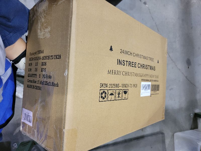 Photo 1 of 2 Pack Prelit Outdoor Christmas Tree 30 Inch, Remote Control Battery Operated with 100 Warm White Multi-Color Changing LED Lights, Small Pre-Decorated Green Xmas Tree for Pathway, Porch