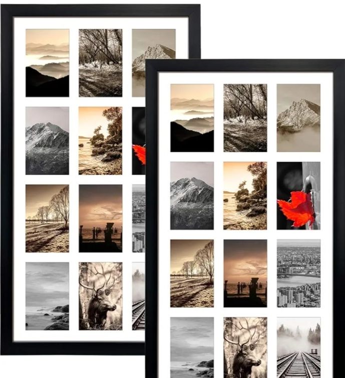 View 2 of 12 Opening 4x6 Black Collage Picture Frames Set of 2, Multiple Frames for Displaying 6x4 Photos with White Mat
Amazon's Choice