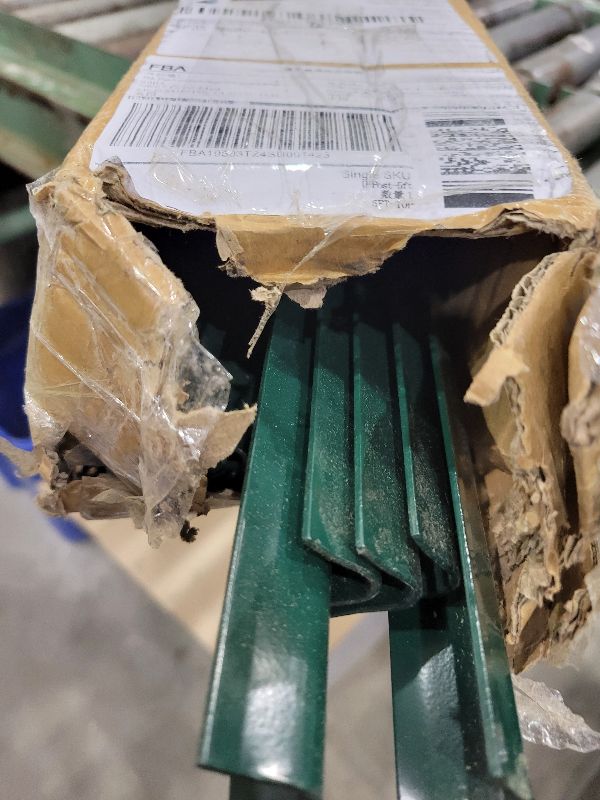 Photo 1 of 10 Pack Garden Fence Post, 5 Feet Heavy Duty Metal U-Post for Wire Fence, No Dig Garden Fence Stakes for Temporary Fencing, Electric Fence Wire, Corner Anchor, and More-Green