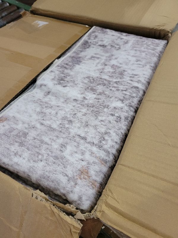 Photo 1 of 10x10 ft Square Living Room Rug – Washable Modern Abstract Area Rug for Bedroom, Dining Room, Playroom – Neutral Non-Slip Low-Pile Thin Indoor Carpet (Beige Grey)