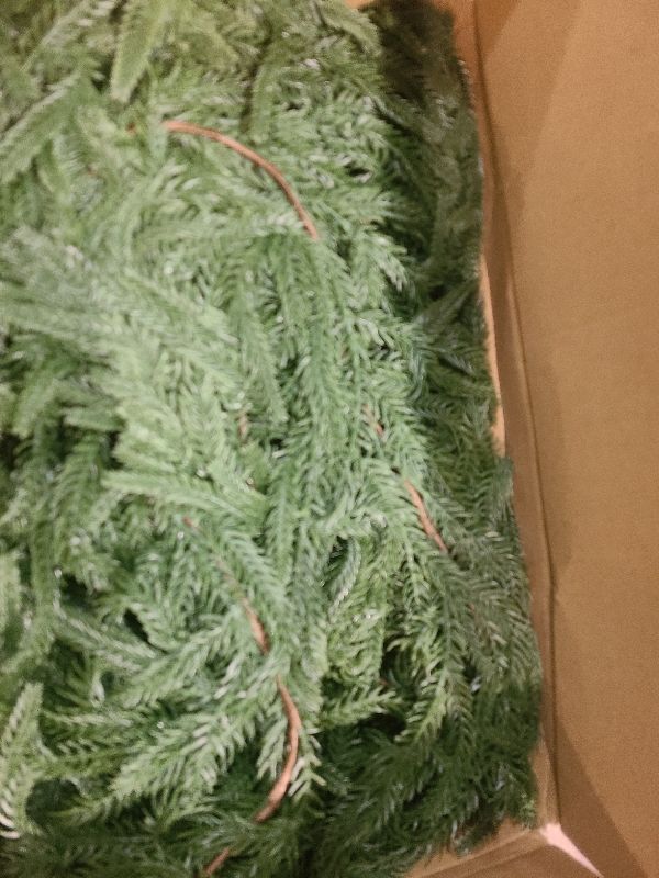 View 2 of 2 Pcs 6 Ft Norfolk Pine Garland, Artificial Dense Christmas Garland Ornaments, Real Touch Greenery Garland for Fireplace, Stairs, Table, Mantle, Wall, Indoor, Outdoor Christmas Decorations