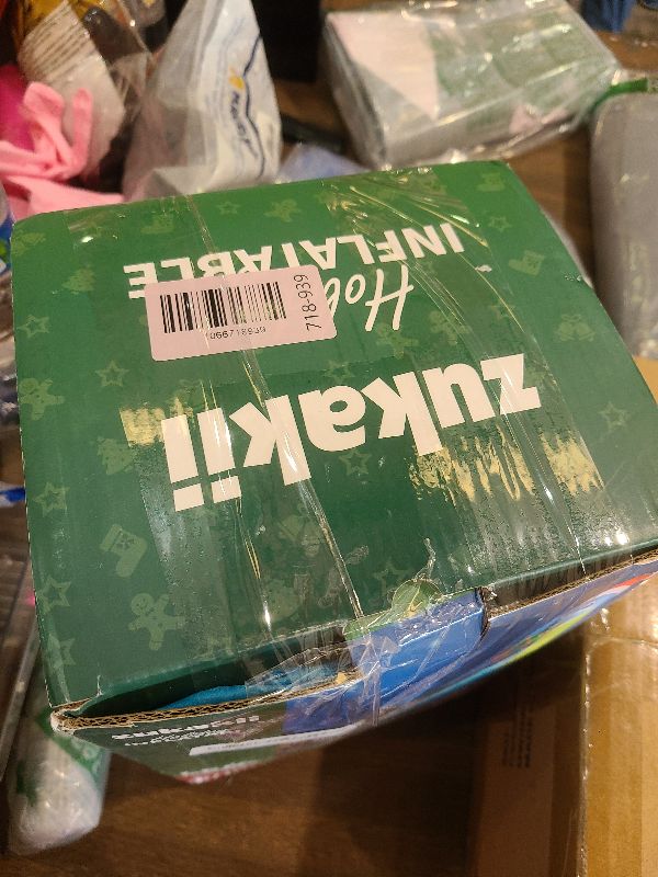 Photo 1 of 12FT Giant Christmas Inflatables Decoration Dinosaur Built-in Bright LED Lights & Extra Strong Blower Blow Up Yard Decoration Blowups with Large Huge Xmas Wreath Hat for Holiday Party Xmas New Year