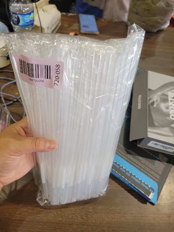 Photo 1 of [Individually Wrapped] 100 Pcs Clear Flexible Plastic Straws, Disposable Bendy Straws, 10.2" Long and 0.23'' Diameter, BPA-Free