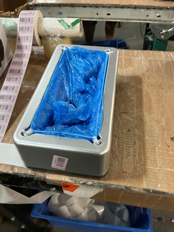 Photo 1 of (MISSING REFILLS) Shoe Covers Dispenser with 200pcs Shoe Cover Disposable Non Slip, User-Friendly and Reliable Shoe Cover Machine, Fits Size Up to 11 US Men, Widely Applicable in Indoor(Silver)