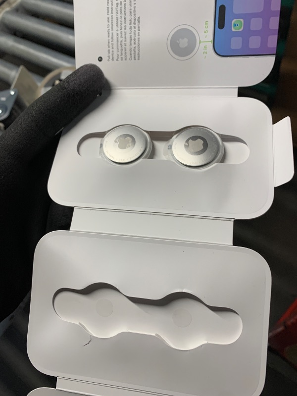 Photo 1 of ***PARTIAL SET (MISSING TWO) - PRICE ADJUSTED*** 
Apple AirTag (1st Generation) - 4 Pack. Keep Track of and find Your Keys, Wallet, Luggage, Backpack, and More. Simple one-tap Set up with iPhone or iPad, Bluetooth