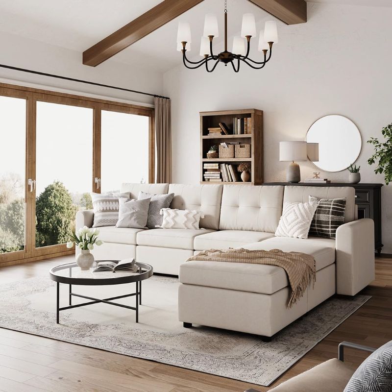 Photo 1 of ***PARTIAL SET (BOX1) - PRICE ADJUSTED***
***STOCK PHOTO FOR REFERENCE ONLY***
LINSY HOME Modular Sectional Sofa - Rubik III Oversized Deep Seat Couches with Storage Seats & Removable Cover, Modern Comfy 6 Seats Sofa for Living Room Apartment Office, **GR