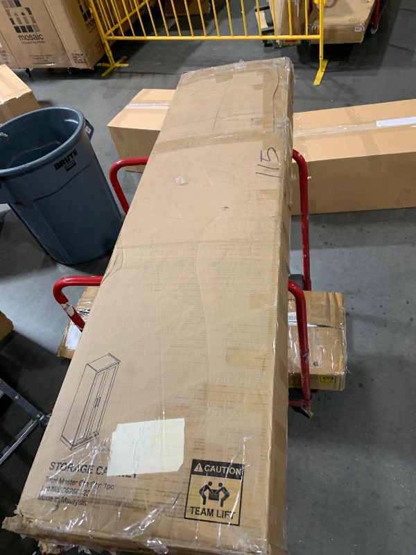 Photo 1 of ***Damaged mounting points and missing hardware ***

Furinno Robin Storage Cabinet, 5-Tier Pantry Cabinet with Adjustable Shelves, 23W with 2 Shaker-Doors, Kitchen Cabinet, Organization and Storage, for Pantry, Living Room, Home Office, White