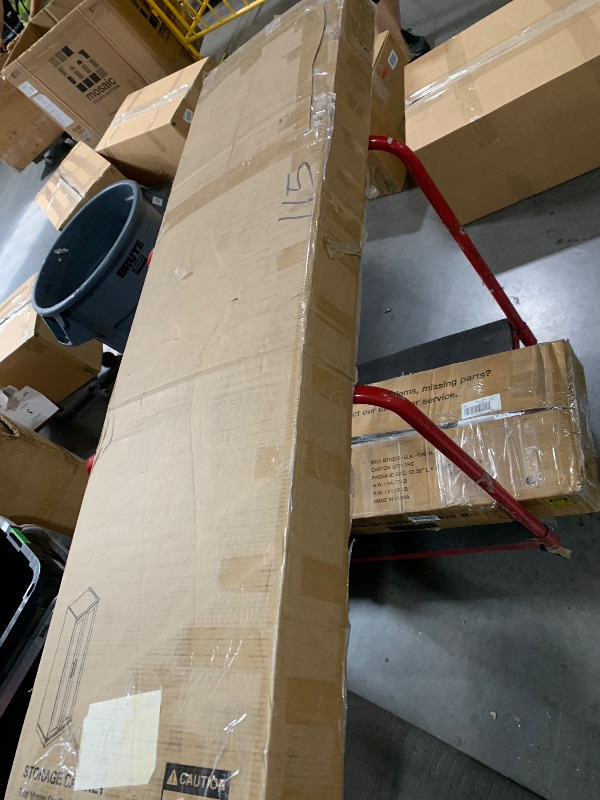 Photo 1 of ***Damaged mounting points and missing hardware ***

Furinno Robin Storage Cabinet, 5-Tier Pantry Cabinet with Adjustable Shelves, 23W with 2 Shaker-Doors, Kitchen Cabinet, Organization and Storage, for Pantry, Living Room, Home Office, White