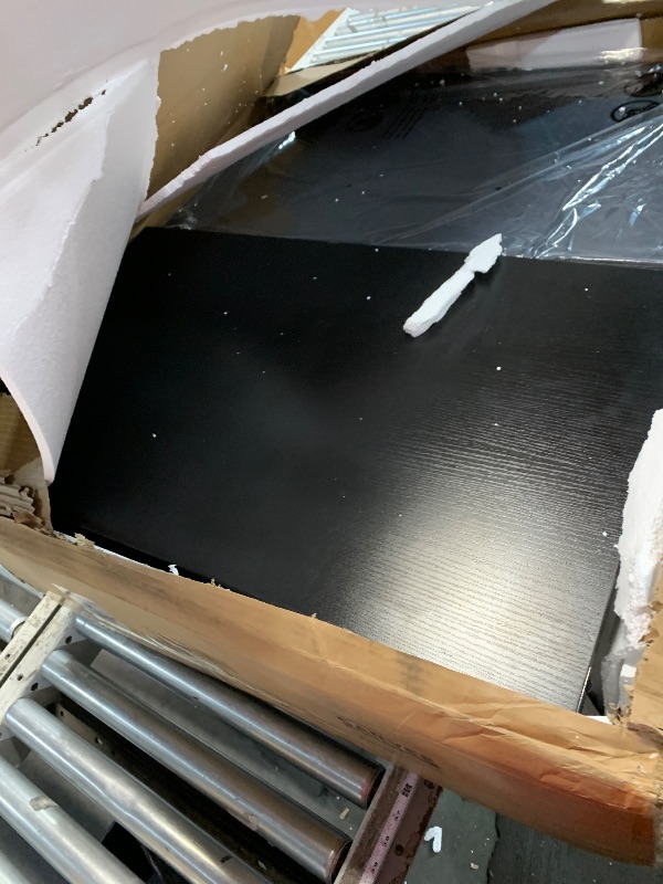 Photo 1 of ***PARTIAL SET - PRICE ADJUSTED*** 
IDEALHOUSE Dining Table Set for 4, 5-Piece Kitchen Table Set w/Footrest & Corner Protector, Wood Counter Height Table with 4 Upholstered Bar Stools, for Dining Room, Kitchen, Rustic Black