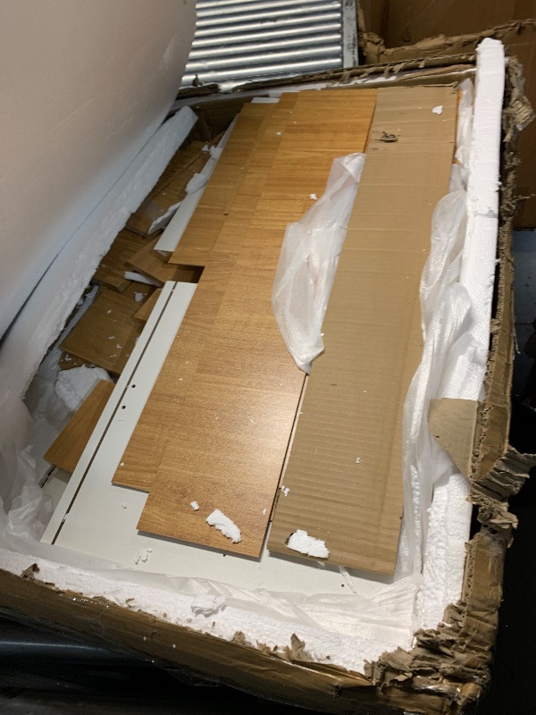 Photo 1 of ***DAMAGED***
JoanKaren Fluted Vanity Desk with LED Lights Mirror & Power Outlet,Modern Glass Top Elegant Vanity Desk with 5 Drawers and Storage Shelf,Dressing Table for Bedroom Girls Women