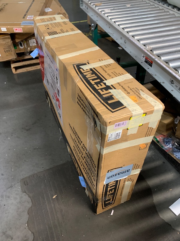 Photo 1 of ***MISSING HARDWARE*** 
Lifetime Adjustable Basketball Hoop, 54-Inch Shatterproof Polycarbonate Backboard, Slam-It Pro Rim, Adjustable Height 7.5-10 Ft, Portable Heavy-Duty Base with Wheels