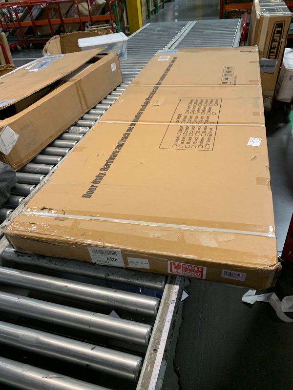 Photo 1 of ***FACTORY SEALED*** 
***TRUCK/TRAILER PICKUP ONLY*** 
COSHOMER Sliding Closet Door for 96" x 80" Opening with Hardware Kit Set, Preassembled 3-Lite Frosted Glass MDF Barn Doors, White