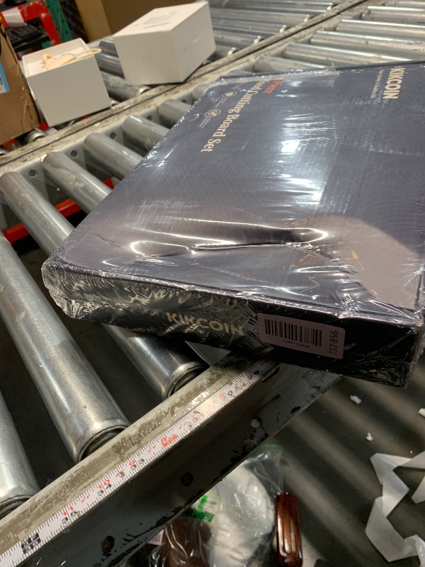 Photo 1 of ***FACTORY SEALED*** 
Kikcoin Wood Cutting Boards for Kitchen, 3 PCS Wooden Cutting Board Set with Holder, Chopping Board with Built-In Compartments and Juice Groove, Solid Charcuterie Board Serving Tray Wood Butcher Block