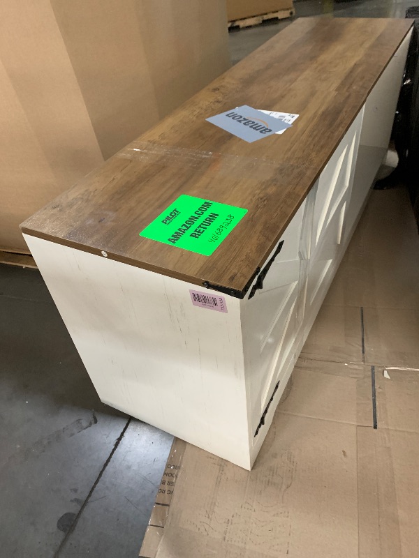 View 4 of ***TRUCK/TRAILER PICKUP ONLY***
***MISSING PARTS AND HARDWARE***
DWVO Shoe Storage Bench, 55" L Shoe Cabinet with 3 Flip Drawer & Flip-Top Storage, Farmhouse Modular Tilt-Out Organizer for Entryway, Mudroom, Bedroom